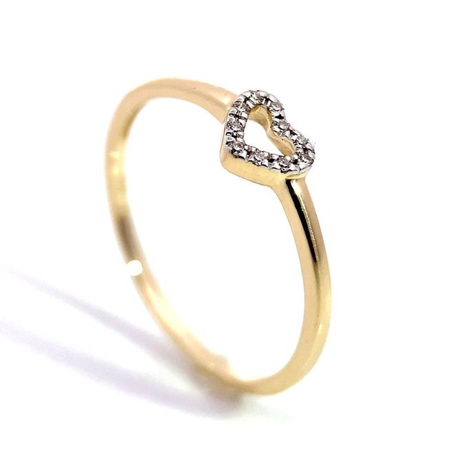Hovedbilde Diamantring HEART gult gull med diamanter 0.04ct ...
