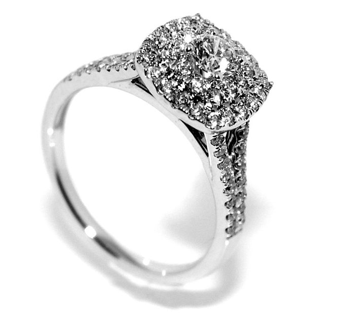 Hovedbilde Forlovelsesring i hvitt gull med diamanter 1.10 ...