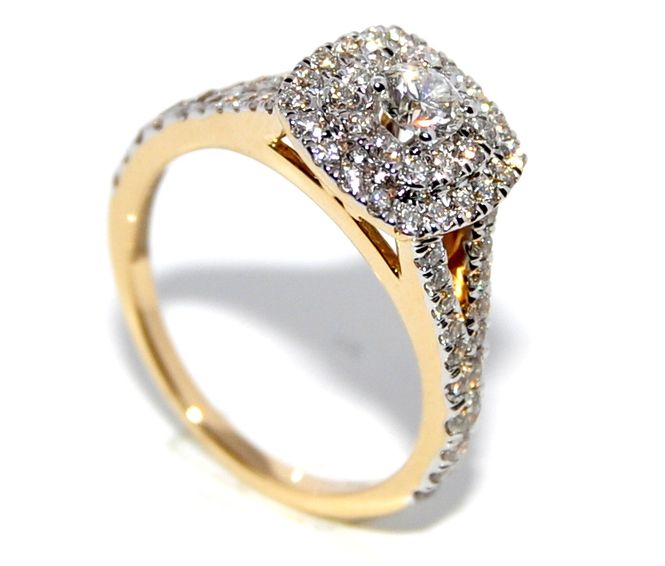 Hovedbilde Forlovelsesring i gult gull med diamanter 1.10 ...