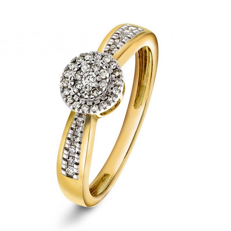 Diamantring i gult gull med diamanter 0.15ct w.si
