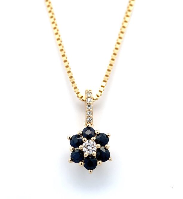 Hovedbilde Safir smykke FLOWER med diamanter