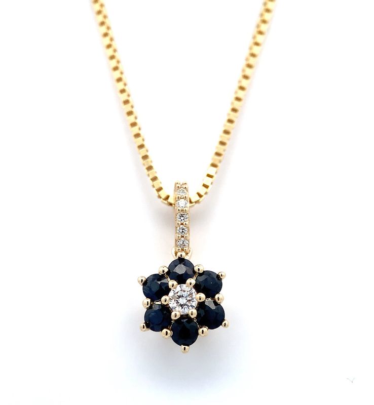 Safir smykke FLOWER med diamanter