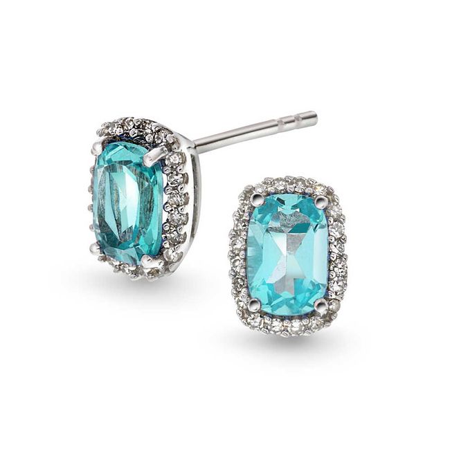 Hovedbilde Diamantøredobber med blå topaz 0.11ct w.si